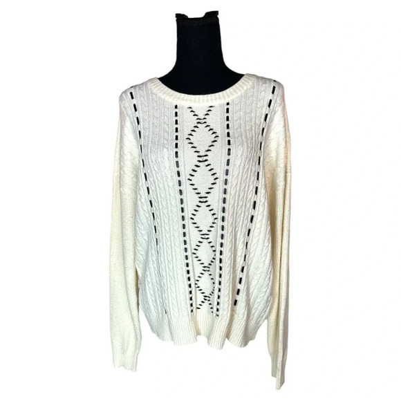 Cyrus Cable Knit Cream Sweater Size XL - Picture 1 of 7